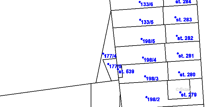 Parcela st. 177/4 v KÚ Luby, Katastrální mapa