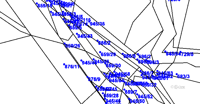 Parcela st. 659/29 v KÚ Luby, Katastrální mapa