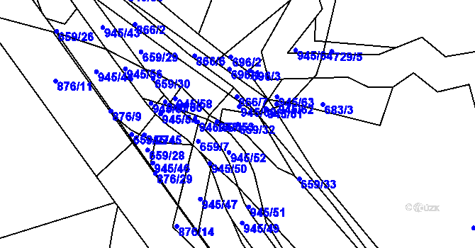 Parcela st. 659/32 v KÚ Luby, Katastrální mapa