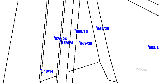 Parcela st. 659/38 v KÚ Luby, Katastrální mapa