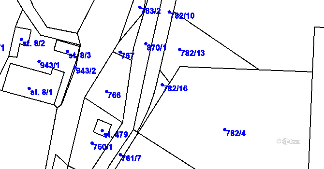 Parcela st. 782/16 v KÚ Luby, Katastrální mapa