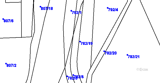 Parcela st. 782/19 v KÚ Luby, Katastrální mapa