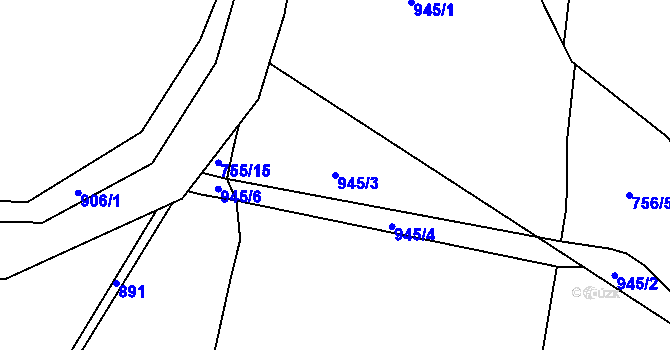 Parcela st. 945/3 v KÚ Luby, Katastrální mapa