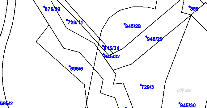 Parcela st. 945/32 v KÚ Luby, Katastrální mapa