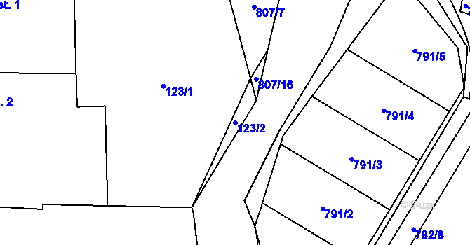 Parcela st. 123/2 v KÚ Luby, Katastrální mapa