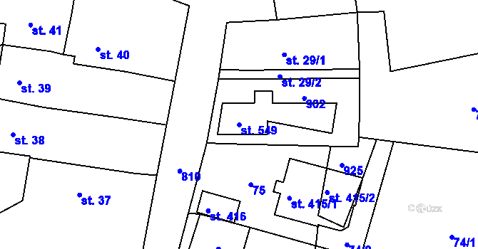 Parcela st. 549 v KÚ Luby, Katastrální mapa