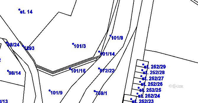 Parcela st. 101/14 v KÚ Luby, Katastrální mapa