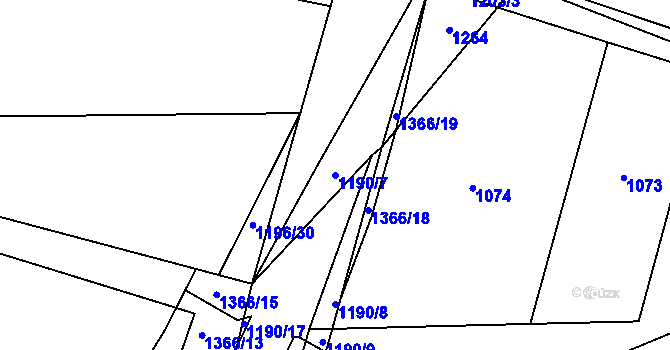 Parcela st. 1190/7 v KÚ Kal u Klatov, Katastrální mapa