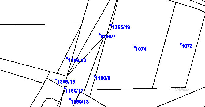 Parcela st. 1366/18 v KÚ Kal u Klatov, Katastrální mapa
