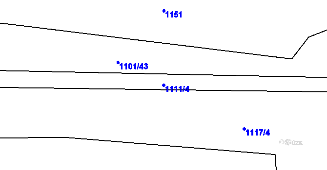 Parcela st. 1111/4 v KÚ Kal u Klatov, Katastrální mapa