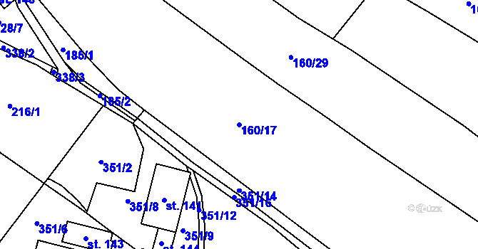 Parcela st. 160/17 v KÚ Klec, Katastrální mapa