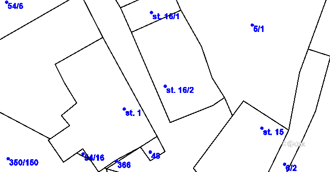 Parcela st. 16/2 v KÚ Klec, Katastrální mapa