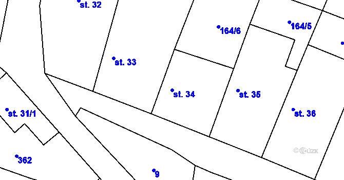 Parcela st. 34 v KÚ Klec, Katastrální mapa