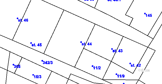 Parcela st. 44 v KÚ Klec, Katastrální mapa