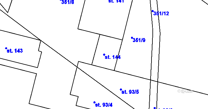 Parcela st. 144 v KÚ Klec, Katastrální mapa