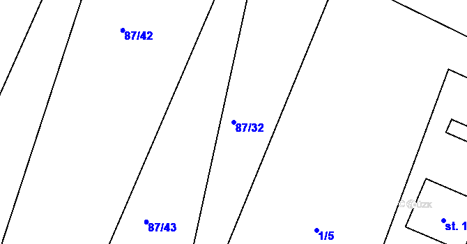Parcela st. 87/32 v KÚ Klec, Katastrální mapa
