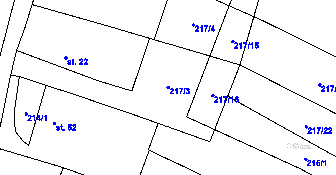 Parcela st. 217/3 v KÚ Klec, Katastrální mapa