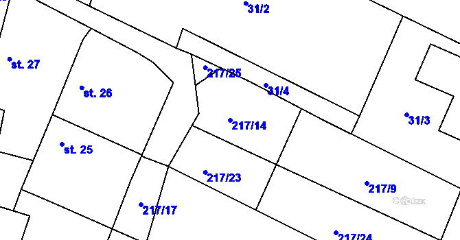 Parcela st. 217/14 v KÚ Klec, Katastrální mapa