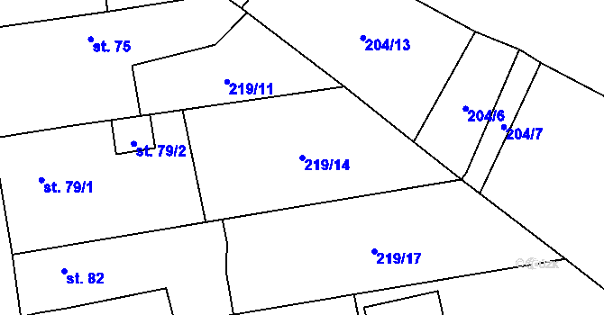 Parcela st. 219/14 v KÚ Klec, Katastrální mapa