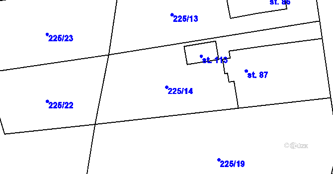 Parcela st. 225/14 v KÚ Klec, Katastrální mapa