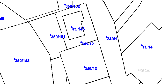 Parcela st. 349/12 v KÚ Klec, Katastrální mapa