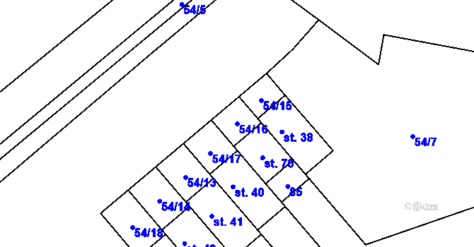 Parcela st. 54/16 v KÚ Drasty, Katastrální mapa