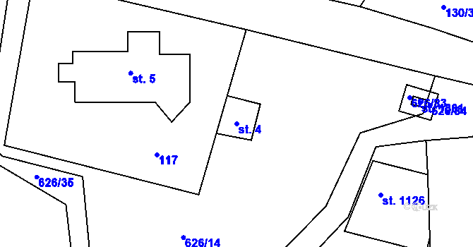 Parcela st. 4 v KÚ Klecany, Katastrální mapa