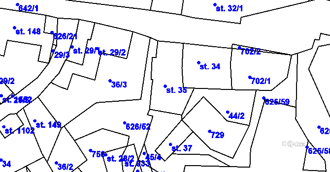 Parcela st. 35 v KÚ Klecany, Katastrální mapa