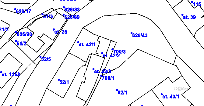 Parcela st. 42/2 v KÚ Klecany, Katastrální mapa