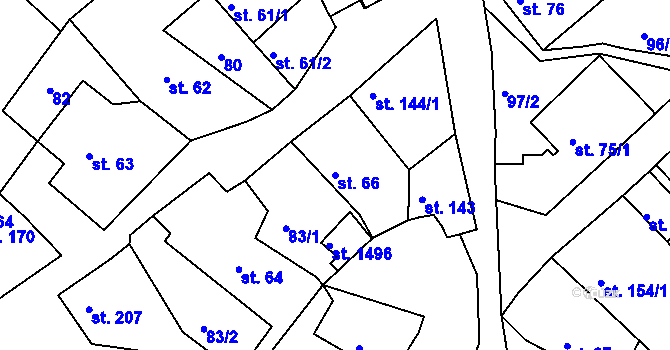 Parcela st. 66 v KÚ Klecany, Katastrální mapa