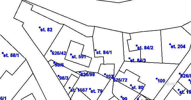 Parcela st. 84/1 v KÚ Klecany, Katastrální mapa