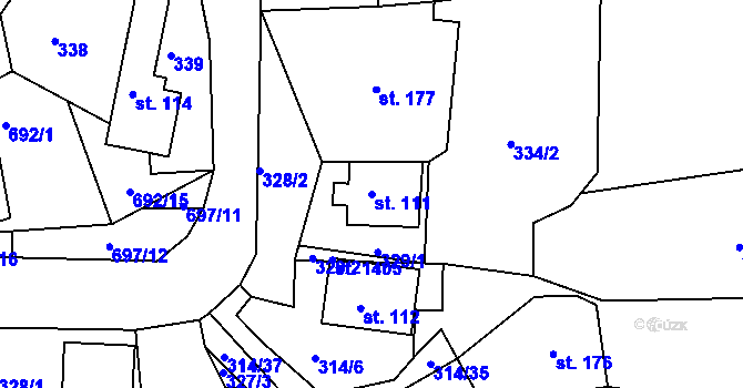 Parcela st. 111 v KÚ Klecany, Katastrální mapa