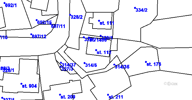 Parcela st. 112 v KÚ Klecany, Katastrální mapa