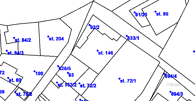 Parcela st. 146 v KÚ Klecany, Katastrální mapa