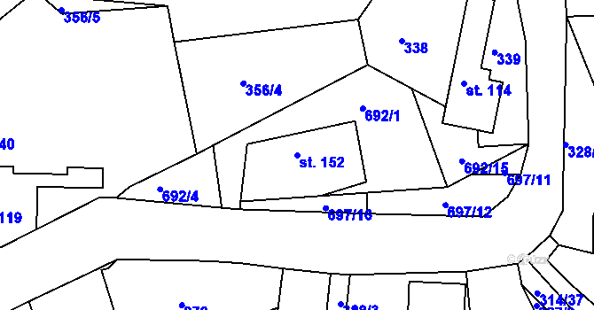Parcela st. 152 v KÚ Klecany, Katastrální mapa