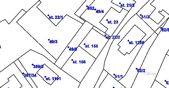 Parcela st. 155 v KÚ Klecany, Katastrální mapa
