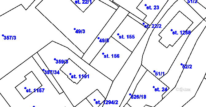 Parcela st. 156 v KÚ Klecany, Katastrální mapa