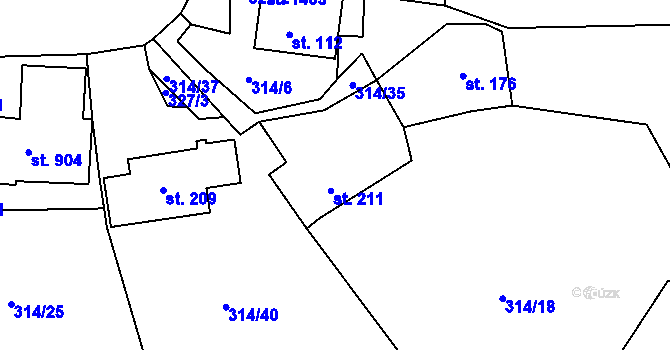 Parcela st. 211 v KÚ Klecany, Katastrální mapa