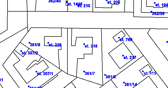 Parcela st. 218 v KÚ Klecany, Katastrální mapa