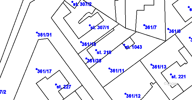 Parcela st. 219 v KÚ Klecany, Katastrální mapa