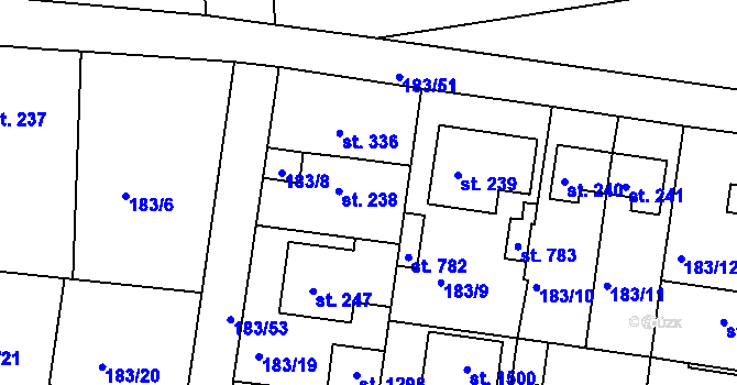 Parcela st. 238 v KÚ Klecany, Katastrální mapa