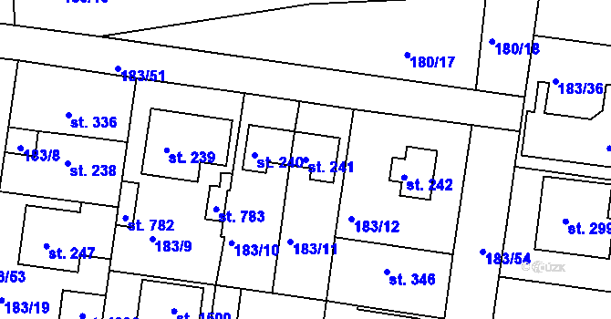 Parcela st. 241 v KÚ Klecany, Katastrální mapa