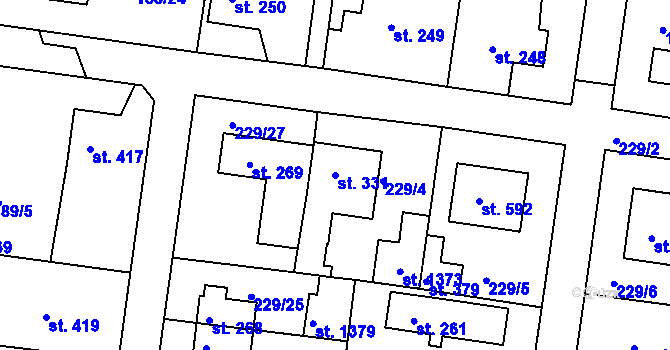 Parcela st. 331 v KÚ Klecany, Katastrální mapa