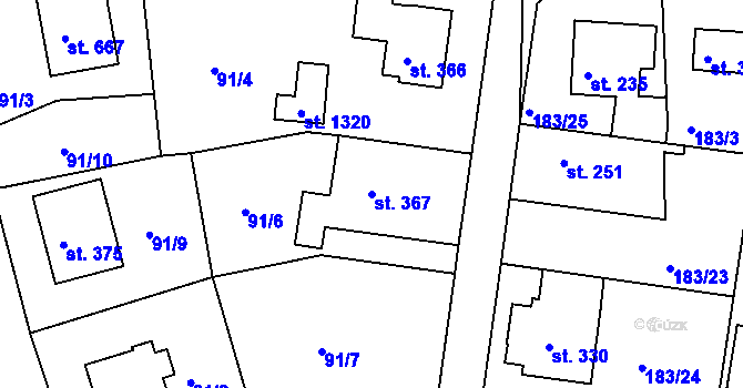 Parcela st. 367 v KÚ Klecany, Katastrální mapa