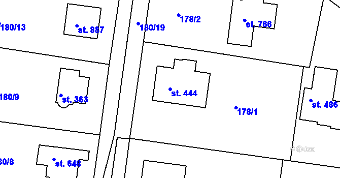 Parcela st. 444 v KÚ Klecany, Katastrální mapa