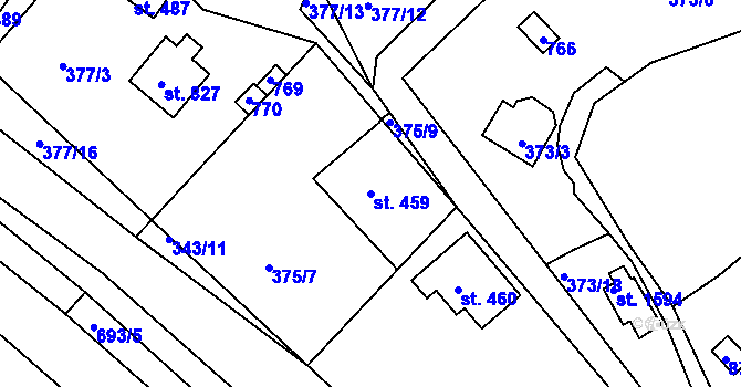 Parcela st. 459 v KÚ Klecany, Katastrální mapa