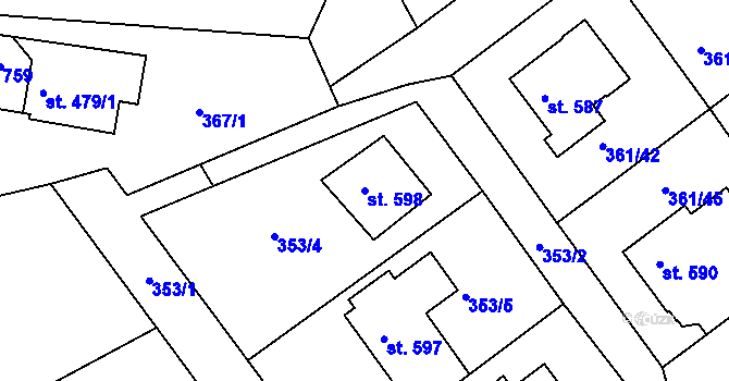 Parcela st. 598 v KÚ Klecany, Katastrální mapa