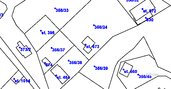 Parcela st. 673 v KÚ Klecany, Katastrální mapa