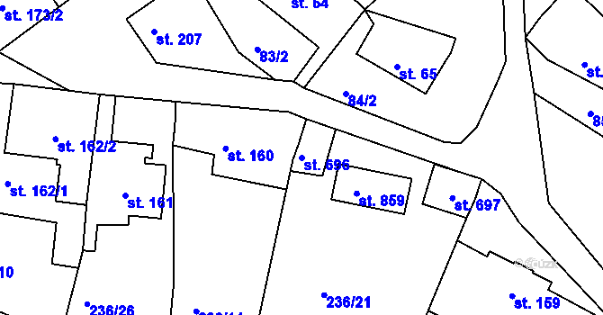 Parcela st. 696 v KÚ Klecany, Katastrální mapa