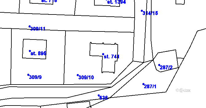 Parcela st. 741 v KÚ Klecany, Katastrální mapa
